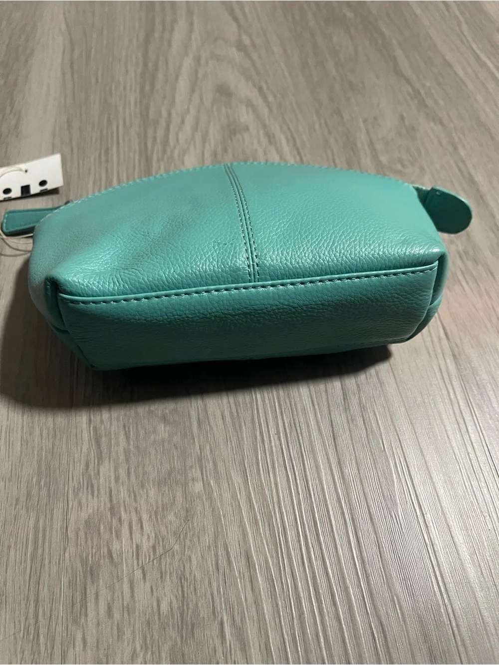Teal Leather Cosmetic Pouch